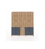 Hyperion Dolap 8 Raflı 8 Çekmeceli 3 Askılı 220x44x243 Çam-Çam/Antrasit