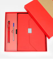 Kutulu Defter Kalem Seti (Kırmızı)