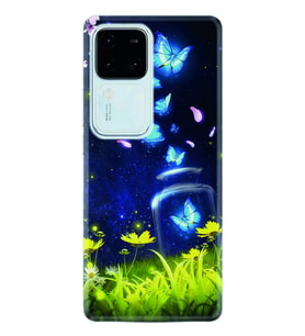 Vivo V30 Kılıf Desenli Silikon Flowers Fox 1309