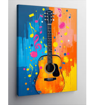 Kanvas Tablo Renkli Gitar Motifi