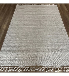 Hoom Rugs Loop Beyaz Spor Saçaklı İskandinav Halı