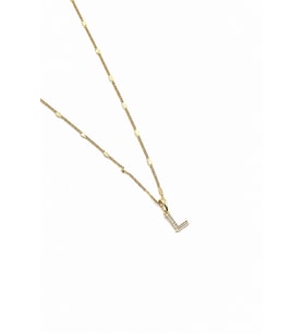 Xuping Gold Renkli, Zirkon Taşlı L Harfi Kolyesi - 45 cm (Anti-Alerjik)