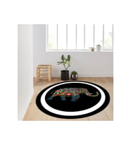 Eliana Home Baskılı, Yıkanabilir Kaymaz Taban Yuvarlak Halı LNA7128 120x120 cm (Siyah)