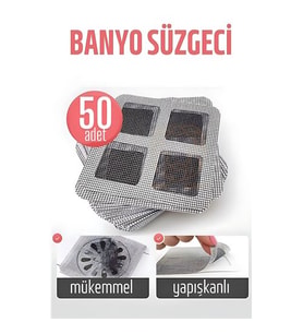 Banyo Gider Süzgeci 50 Adet Yapışkanlı Filtre, 10x10 cm