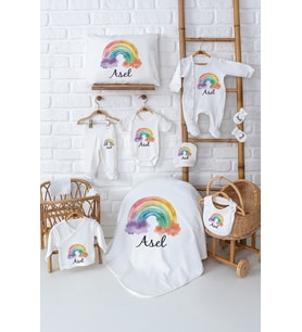 Pia Baby Premium Yenidoğan Kız Bebek Hediyesi 11 Parça İsme Özel Set 5016-00 (Ekru)