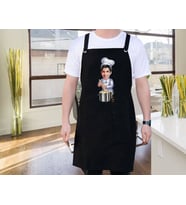 BK Gift Kişiye Özel Erkek Chef Karikatürlü Profesyonel Siyah Mutfak Önlüğü, Aşçı Önlüğü, Şef Önlüğü, Arkadaşa Hediye-12