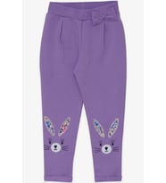 Breeze Kız Bebek Tayt Pantolon Tavşan Nakışlı 9 Ay-3 Yaş, Eflatun