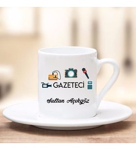 Gazeteci Türk Kahve Fincanı (Beyaz)