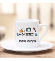 Gazeteci Türk Kahve Fincanı (Beyaz)