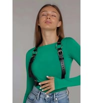 Halka Detaylı Omuzdan Askılı Ayarlanabilir Şık Deri Bel Harness - BRF643