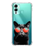 PrintiFy İnfinix Hot 12 Play Uyumlu Kedi 3 Baskılı Şeffaf Köşe Korumalı Antişok Kılıf