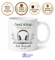 Sesli Kitap Dinliyorum Yazılı Kupa Bardak Kitap Severlere Özel Hediye
