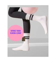 YOGA PİLATES ÇORABI TIRTIKLI KADIN KAYMAZ SİLİKON TABAN PAMUKLU SOKET TENİS ÇORAP ALTI HAVLULU BEYAZ