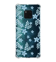 PrintiFy Huawei Mate 20 Pro Uyumlu Köşe Korumalı Floral Mavi Tasarımlı Şeffaf Silikon Kılıf