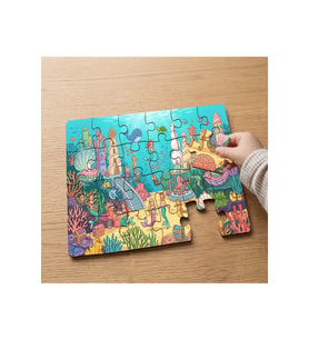 Su Altı Şehri Tasarımlı 24 Parça Ahşap Çocuk Puzzle