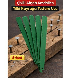 Tilki Kuyruğu Testere Bıçağı Çivili Ahşap İçin 5 Adet (Yeşil)