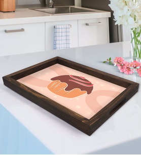 BK Gift Cupcake Tasarımlı Doğal Ahşap Tepsi-1