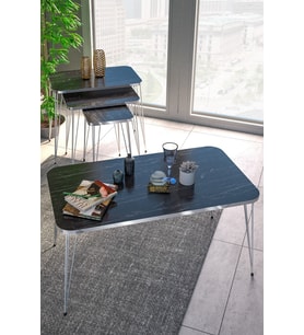 Zigon Sehpa Kr Ve Orta Sehpa Kr Set Gümüş Bendir Tel
