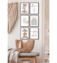 Çerçevesiz Çerçeve Görünümlü Minimal Modern Bitki Bahçe 6 Parça Mdf Tablo Seti Çoklu Baskı Seti ÖZC-MDF6E