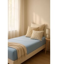 Tek Kişilik Düz Penye %100 Pamuklu Lastikli Çarşaf 100X200 (Mavi)