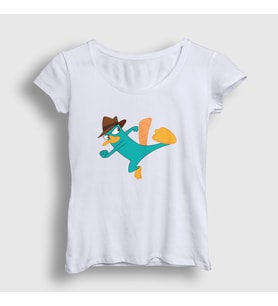 Presmono Kadın Beyaz Tekme Ornitorenk Perry T-Shirt 440298tt (Beyaz)