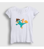 Presmono Kadın Beyaz Tekme Ornitorenk Perry T-Shirt 440298tt (Beyaz)