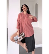 Kadın Harper Çift Cepli Oversize Keten Gömlek, 2025 Summer Collection