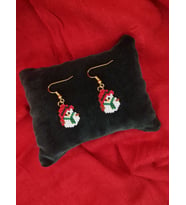 Miyuki Boncuk El Yapımı Minik Kardan Adam Küpe Yılbaşı Christmas Noel