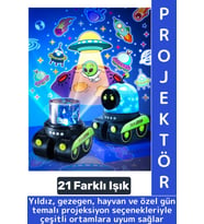 Dekoratif Gezegen Hayvan Özel Gün 21 Farklı 3D Film Çocuk Bebek Odası Robot Projektör Gece Lambası (Çok Renkli)