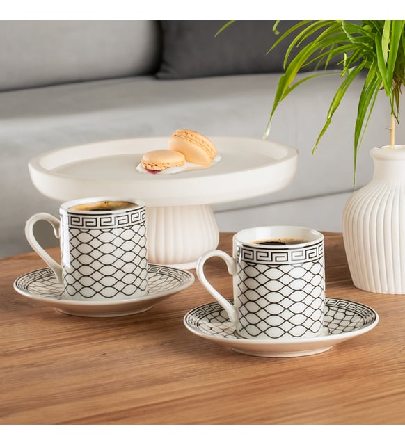Porsima YX06 2 li Desenli Porselen Türk Kahvesi Fincan Takımı - 2 ...