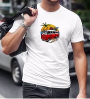BK Gift Klasik Araç Tasarımlı Beyaz T-Shirt-1