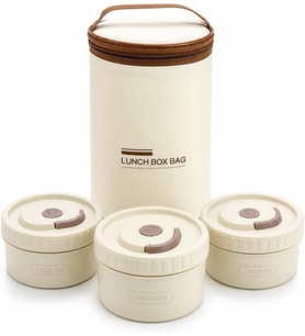 Isı Yalıtımlı Yemek Termosu ve Lunch Box Çantası, Vidalı Kapaklı PP Dış Gövde ve Metal İç Hazneli Taşınabilir Yemek Kabı Seti (3 Parça)