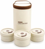 Isı Yalıtımlı Yemek Termosu ve Lunch Box Çantası, Vidalı Kapaklı PP Dış Gövde ve Metal İç Hazneli Taşınabilir Yemek Kabı Seti (3 Parça)