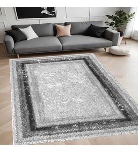 Rovigo Home Dijital Baskı Yıkanabilir Kaymaz Taban Salon Halısı Ve Yolluk RVG0930-FNL162 (Gri)