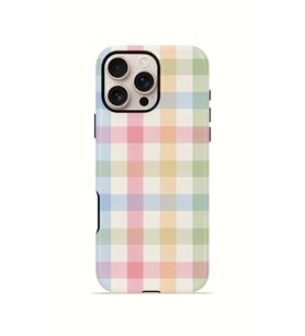 iPhone 16 Pro Max Vorian Çift Katmanlı Kılıf Pastel Gingham