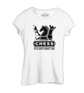 Satranç - Just Play Beyaz Kadın Tshirt