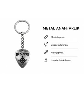 Megadeth Temalı Metal Pena Anahtarlık Unisex Rock Stil Aksesuar