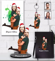 Kişiye Özel Yılbaşı Sevgili Karikatürlü 5 liHediye Seti Model-6