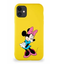 Apple iPhone 11 Soft Premier Kapak Minnie Mouse-F Tasarımlı Silikon Kılıf - Sarı (Şeffaf)