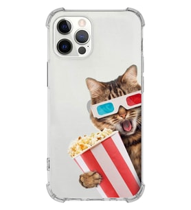 PrintiFy Apple iPhone 12 Pro Uyumlu Kedi 1 Baskılı Şeffaf Köşe Korumalı Antişok Kılıf