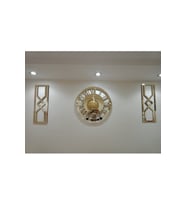 XL DEKORATİF ÖZEL TASARIM SAAT + YAN TABLO 3 LÜ SET Gold 50X50 - 25X60