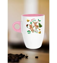 Yılbaşı Geyikli Kurabiye Baskılı Kupa Bardak Porselen Latte Filtre Kahve Fincanı