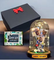 Hediye Kutusunda İsimli ve Fotoğraflı Led Işıklı Fanus, Kişiye Özel Hediye (Model 4)