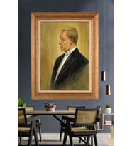 Altın Varaklı Çerçeveli Paspartulu Atatürk Tablo TR1454 (Gold)