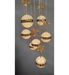Şık Tarz Modern LED Avize Gold Ledli Salon Avizesi Kelebek Taşlı 7Lı (Silver)