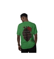 Çift el kalp baskılı oversize T-shirt (Yeşil)