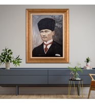 Altın Varaklı Paspartulu Çerçeveli Tablo hb502