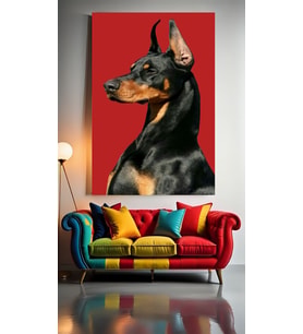 DOBERMAN V1 Ev Duvar Salon Güzellik Salonu Ofis Dükkan Dekarasyon Kanvas Tablo (Çok Renkli)