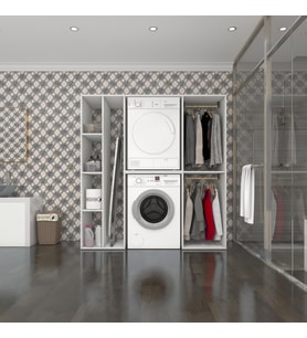 Kenzlife çamaşır-kurutma makinesi dolabı ve giysi dolabı cevheri sol byz 180*170*60  banyo (Beyaz)