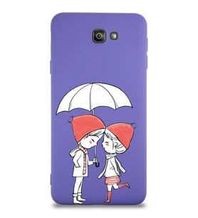 Samsung Galaxy J7 Prime Uyumlu Lansman Kılıf Aşk Tasarımlı İçi Kadife Kapak-Mor (Şeffaf)